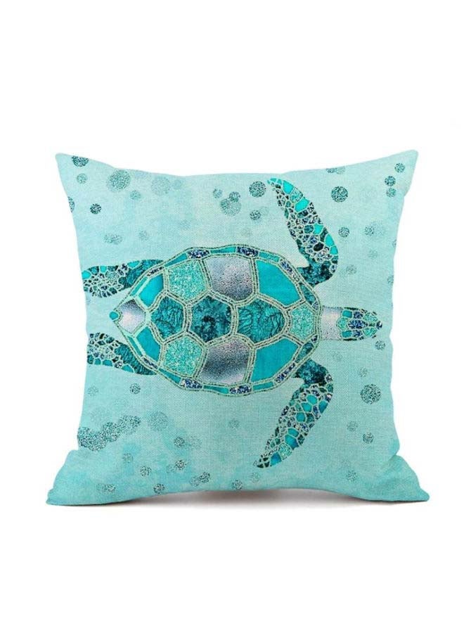 NIBEMINENT Ocean World Printed Cushion Cover Blue/Green/White 45x45cm