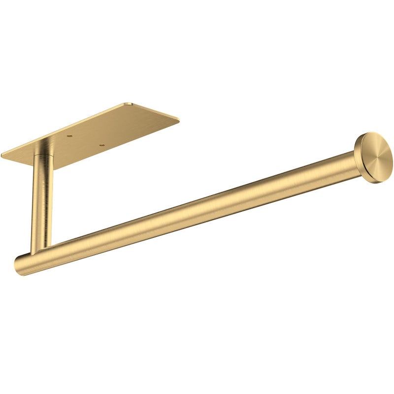 Gewtur Gold Paper Towel Holder Under Cabinet Self Adhesive Paper Towel Roll Holder Stick on Wall Stainless Steel Towel Paper Holder for Kitchen Bathroom