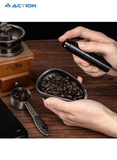 ACTION 3Pcs Coffee Bean Dosing Cup and Spray Bottle Set, Single Dose Measuring Tray Kit, Ceramic Dosing Vessel For Coffee, Reduce Coffee Power Static, Coffee Lover Gift(Black Ceramic+Spray Bottle+Spoon)  - Image 2