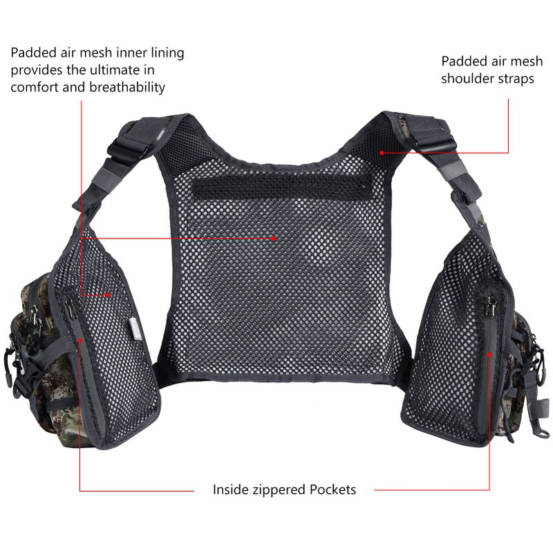 BASSDASH FV08 Ultra Lightweight Fly Fishing Vest for Men and Women Portable Chest Pack One Size Fits Most - Image 5
