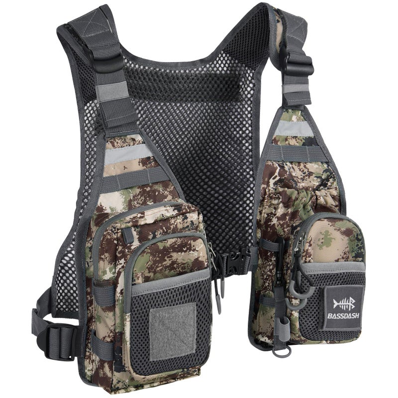 BASSDASH FV08 Ultra Lightweight Fly Fishing Vest for Men and Women Portable Chest Pack One Size Fits Most - Image 1