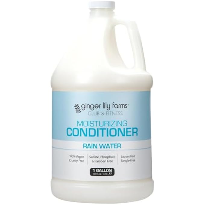 ginger lily farms CLUB & FITNESS MOISTURIZING CONDITIONER FOR DRY HAIR, 100% VEGAN & CRUELTY-FREE, RAIN WATER SCENT, 1 GALLON (128 FL OZ) REFILL - Image 1
