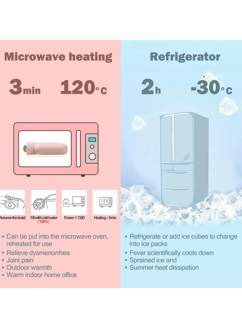 SYOSI Hot Water Bottle with Soft Cover Small Lovely and Reusable Bottles Hand Warmers Portable Removeable Washable Knit Covers - Image 4