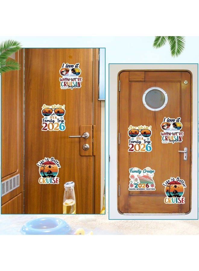 MENIFEND Family Cruise Door Decorations Magnetic, 4 Pcs Retro Family Trip 2026 Cruise Magnets, Nautical Vacation Ship Cabin Door Signs Fridge Magnets Decor - Image 5