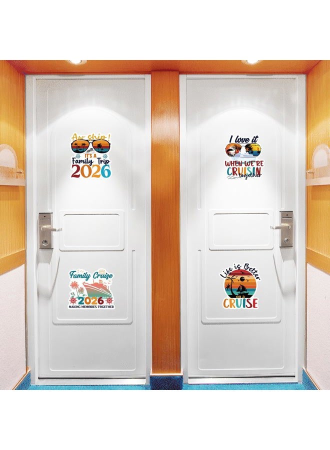 MENIFEND Family Cruise Door Decorations Magnetic, 4 Pcs Retro Family Trip 2026 Cruise Magnets, Nautical Vacation Ship Cabin Door Signs Fridge Magnets Decor - Image 4
