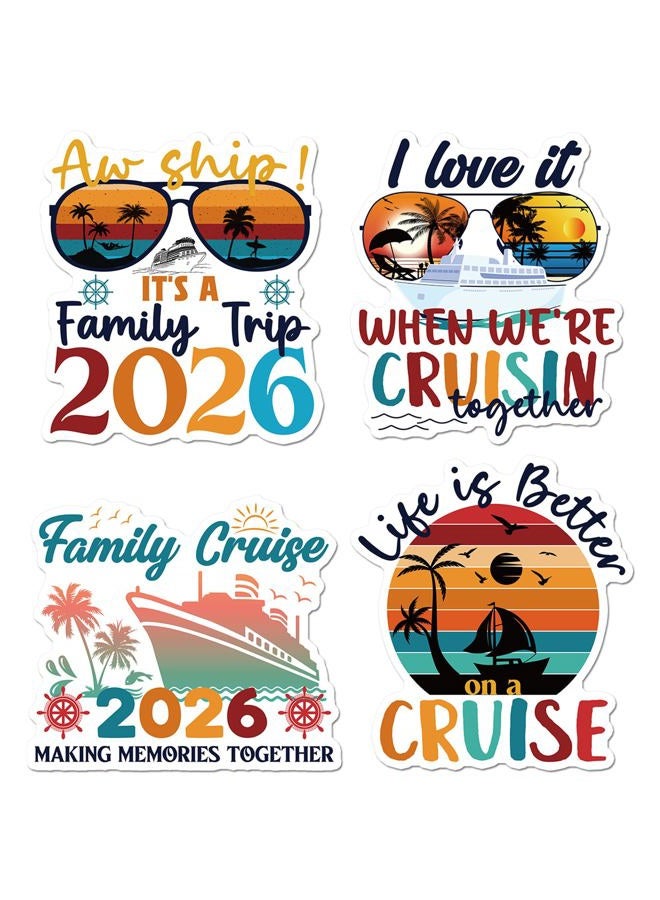 MENIFEND Family Cruise Door Decorations Magnetic, 4 Pcs Retro Family Trip 2026 Cruise Magnets, Nautical Vacation Ship Cabin Door Signs Fridge Magnets Decor - Image 1