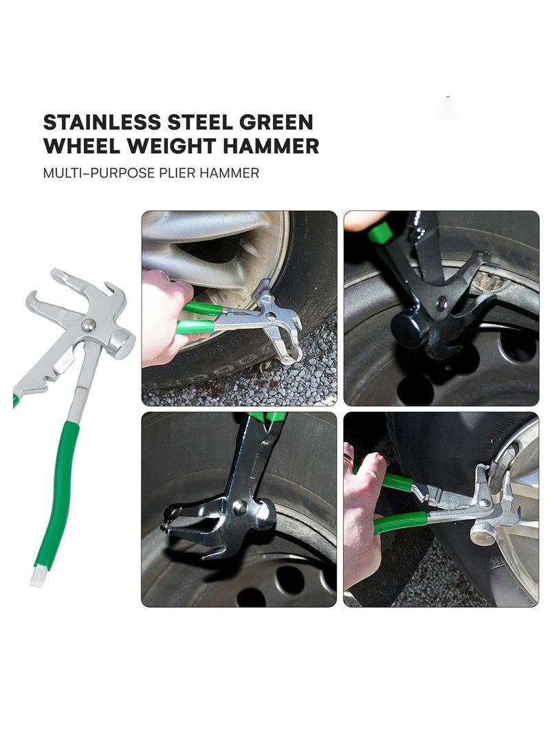 SOLARAE Wheel Weight Tool,  Heavy Duty Wheel Weight Hammer, Versatile Wheel Weight Pliers, Wheel Balancing Tool Hammer Plier,  with Rust-Resistant Stainless Steel Construction, Cutting Blade and V Notch - Image 2