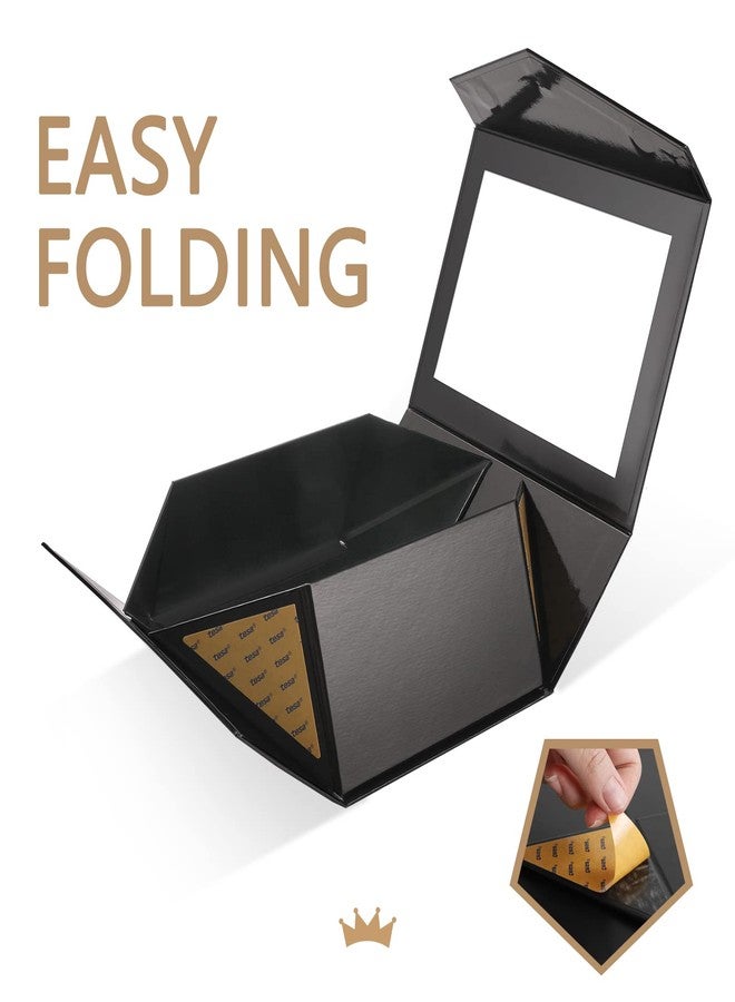 PACKQUEEN Black Gift Box with Lid and Window, 9x6.5x3.8 Inches, Clear Gift Box for Present Contains Ribbon, Card, Groomsman Proposal Box - Image 5