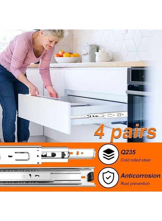 10 Inch 250mm Full Extension Drawer Slides 4 Pairs 100 LB Capacity Side Mount - Image 3