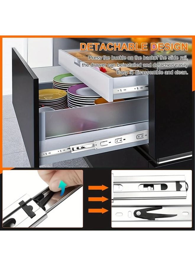 10 Inch 250mm Full Extension Drawer Slides 4 Pairs 100 LB Capacity Side Mount - Image 4