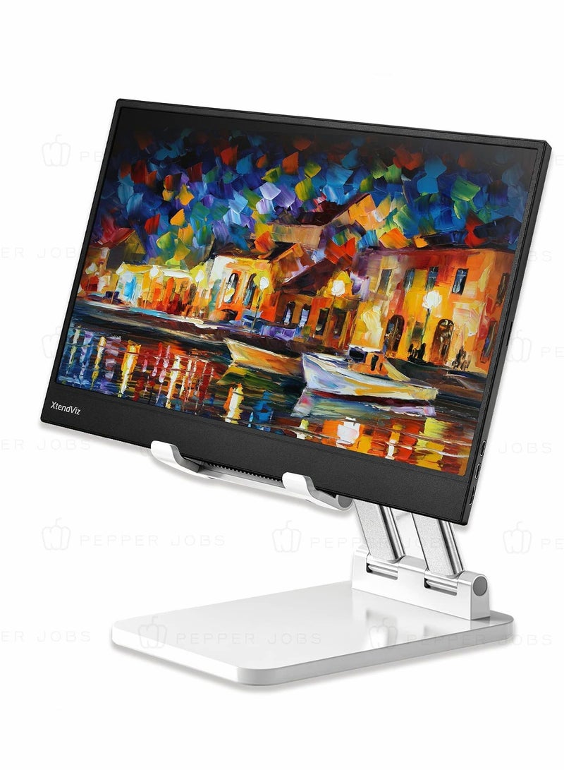 Excefore Tablet Holder Dual Tube Foldable Adjustable Multi-Angle Universal Tablet Holder Extremely Stable (Pearl White) - Image 5