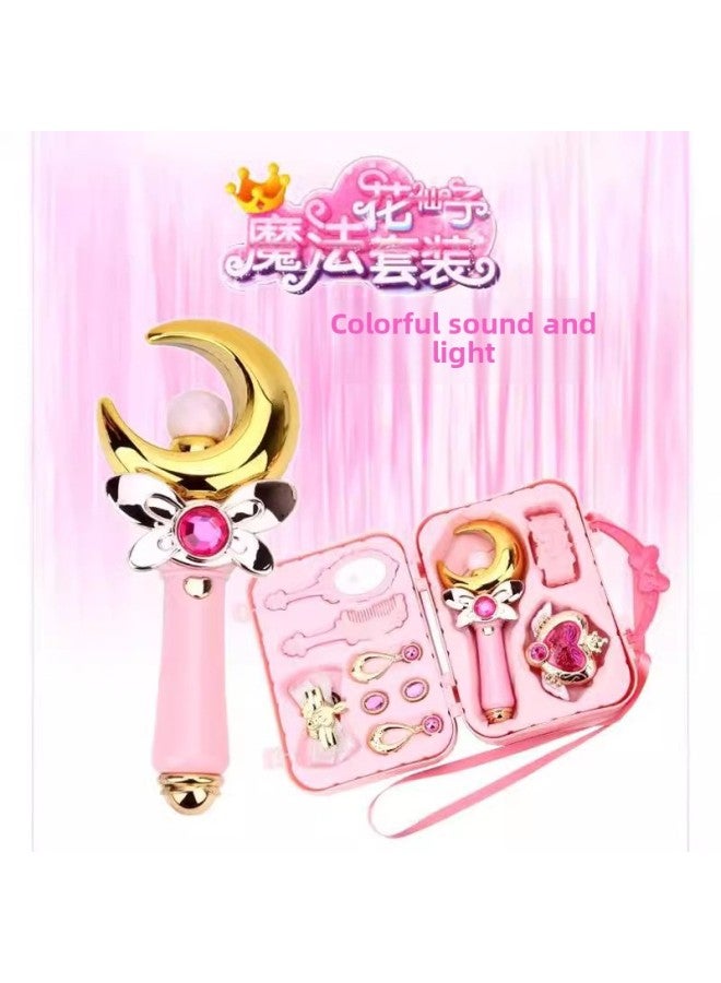 Free Mail A Generation Of Toys Flower Fairy Magic Wand Suit Luminous Magic Fairy Treasure Chest Handbag Fairy Wand-Color:Blue Peach Heart Magic Wand Hairband Set (83338)  - Image 4