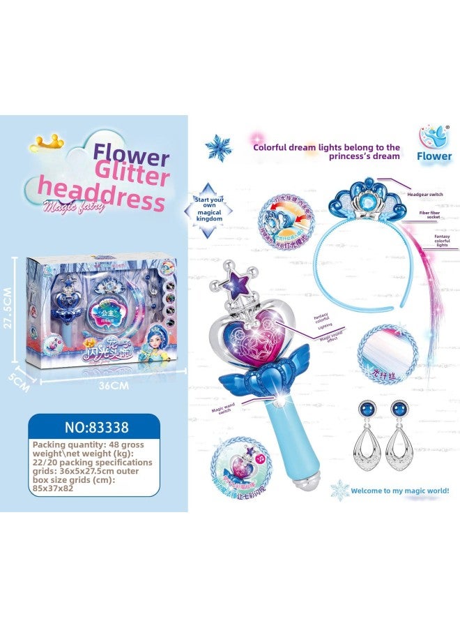 Free Mail A Generation Of Toys Flower Fairy Magic Wand Suit Luminous Magic Fairy Treasure Chest Handbag Fairy Wand-Color:Blue Peach Heart Magic Wand Hairband Set (83338)  - Image 1