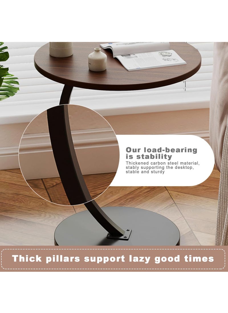 Rock Pow - Sofa Side Table Bedside End Table C Shaped End Table Easy to Assemble Metal Frame Nightstand Portable Multi-Functional Overbed Table - Image 1