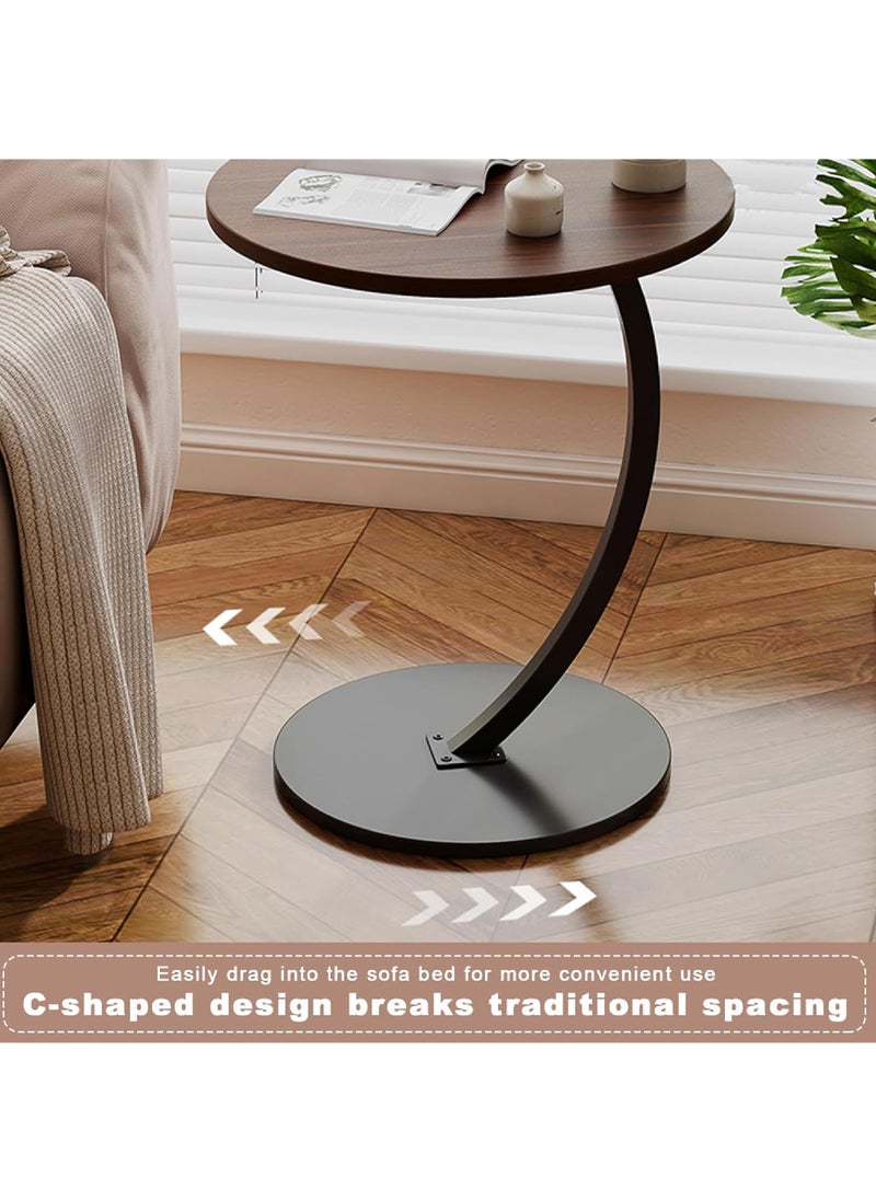 Rock Pow - Sofa Side Table Bedside End Table C Shaped End Table Easy to Assemble Metal Frame Nightstand Portable Multi-Functional Overbed Table - Image 1
