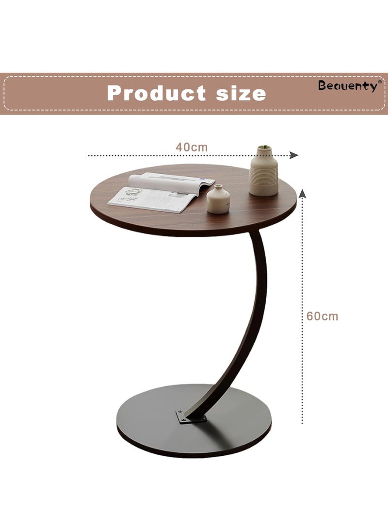 Rock Pow - Sofa Side Table Bedside End Table C Shaped End Table Easy to Assemble Metal Frame Nightstand Portable Multi-Functional Overbed Table - Image 1