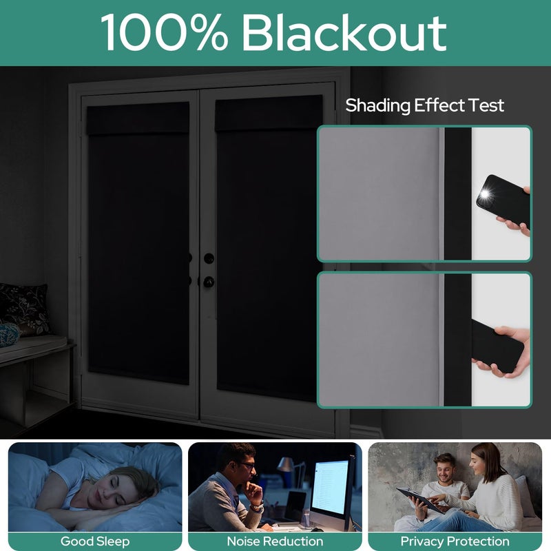 HOMEIDEAS 100% Blackout French Door Curtains, Privacy Door Curtains for Window, 26 X 40 Inch Room Darkening Blinds, Thermal Insulated Window Shades for Bedroom, 1 Panel, Light Grey - Image 2