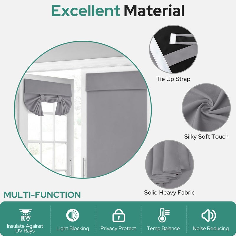HOMEIDEAS 100% Blackout French Door Curtains, Privacy Door Curtains for Window, 26 X 40 Inch Room Darkening Blinds, Thermal Insulated Window Shades for Bedroom, 1 Panel, Light Grey - Image 5