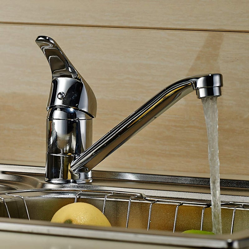 ROVATE Classic Single Handle Kitchen Sink Faucet  Brass 360 Degree Swivel Single Hole Mixer Faucet  Chrome - Image 4