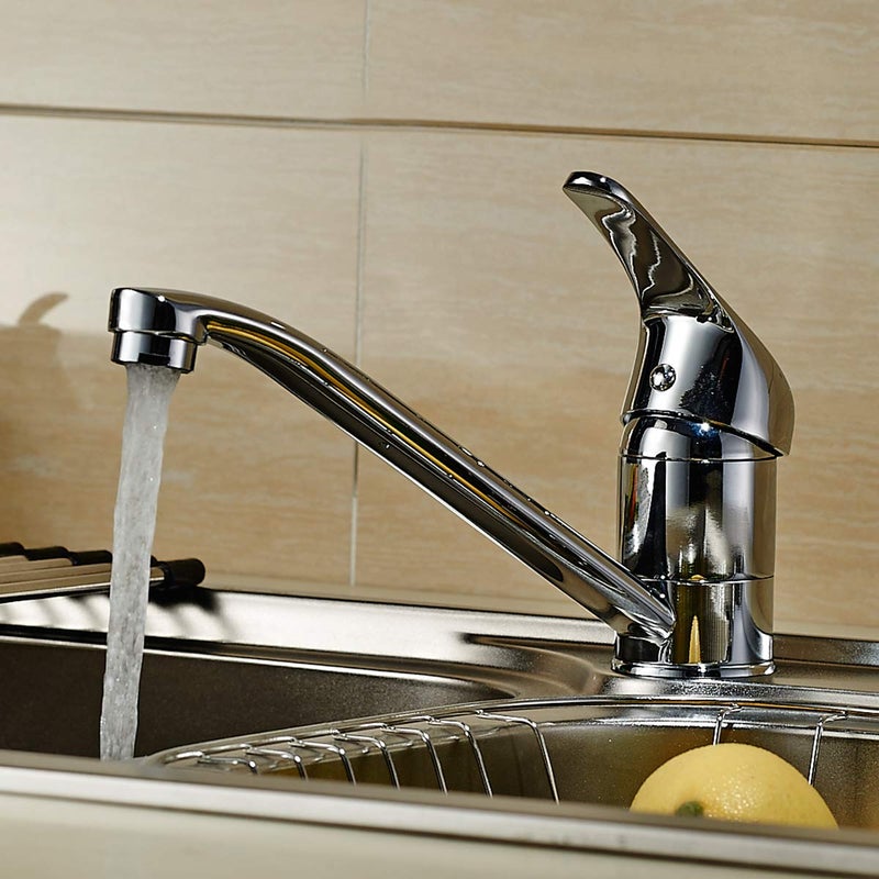 ROVATE Classic Single Handle Kitchen Sink Faucet  Brass 360 Degree Swivel Single Hole Mixer Faucet  Chrome - Image 3