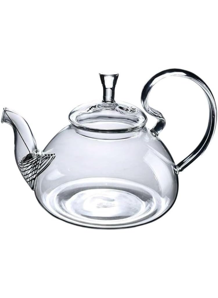 MTHT 600ml Clear Glass Teapot with Infuser, High Handle Borosilicate Glass Kettle for Loose Leaf, Blooming Tea, Herbal Tea, Stovetop Safe - Image 1