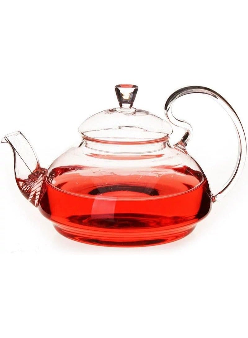 MTHT 600ml Clear Glass Teapot with Infuser, High Handle Borosilicate Glass Kettle for Loose Leaf, Blooming Tea, Herbal Tea, Stovetop Safe - Image 4