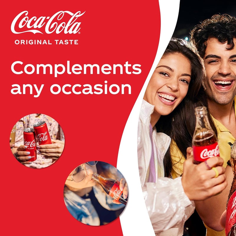 Coca-Cola Original Taste, Carbonated Soft Drink, Can 330ml, Pack of 6 - Image 5