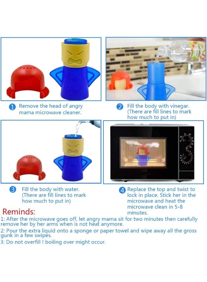 Abnaok Microwave Steam Cleaner, 2 PCS Angry Mama Oven Cleaners Easily Clean in Minutes Cleans Add Vinegar and Water for Home or Office with English Manual - Image 4