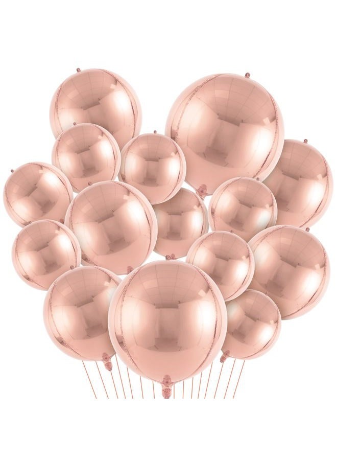 TOTAFAM 18 Pcs Rose Gold Foil Balloons Shiny Round Balloons Set Large Balloon Arch for Birthday Graduation Wedding Bachelorette Party Decorations, 5 Pcs 22 Inches, 5 Pcs 15 Inches, 8 Pcs 10 Inches - Image 5