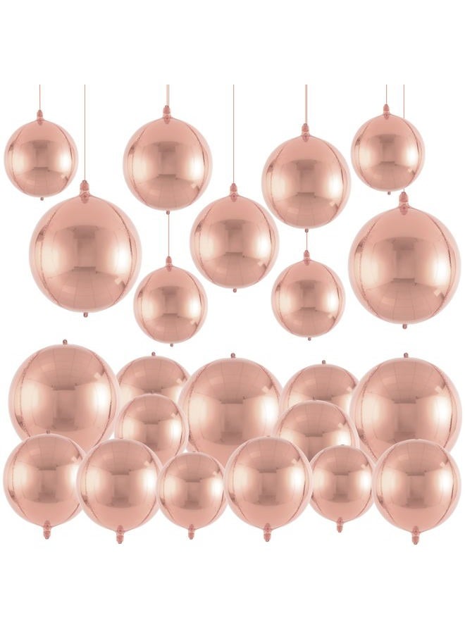 TOTAFAM 18 Pcs Rose Gold Foil Balloons Shiny Round Balloons Set Large Balloon Arch for Birthday Graduation Wedding Bachelorette Party Decorations, 5 Pcs 22 Inches, 5 Pcs 15 Inches, 8 Pcs 10 Inches - Image 3