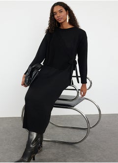 trendyol Black Knitwear Cardigan Dress Bottom-Top Set TCTAW25US00000  - Image 2