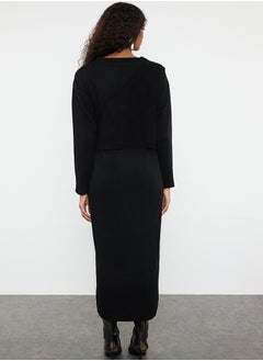 trendyol Black Knitwear Cardigan Dress Bottom-Top Set TCTAW25US00000  - Image 5