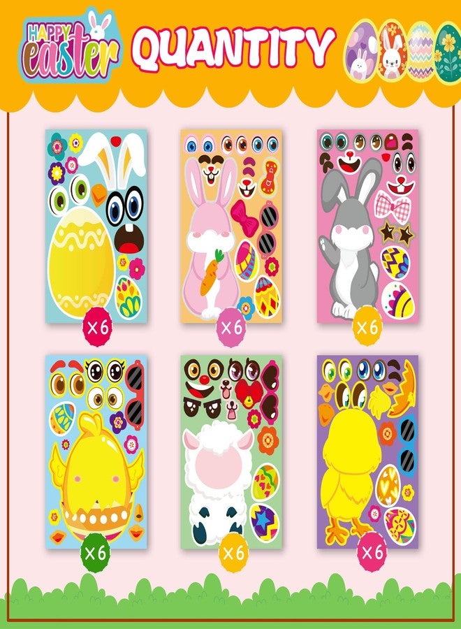 DUJAA 36 Sheet Easter Stickers for Kids,Easter Basket Stuffers,Make a Face Sticker, Make Your Own Animal Stickers,Party Favor Supplies Crafts - Image 2