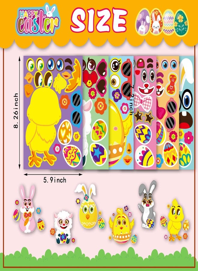 DUJAA 36 Sheet Easter Stickers for Kids,Easter Basket Stuffers,Make a Face Sticker, Make Your Own Animal Stickers,Party Favor Supplies Crafts - Image 3
