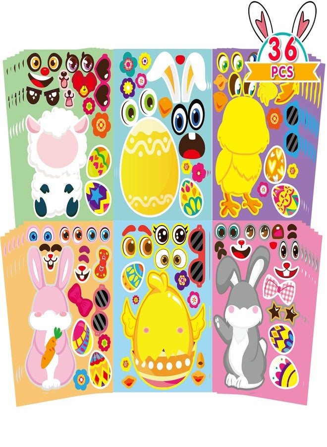 DUJAA 36 Sheet Easter Stickers for Kids,Easter Basket Stuffers,Make a Face Sticker, Make Your Own Animal Stickers,Party Favor Supplies Crafts - Image 1