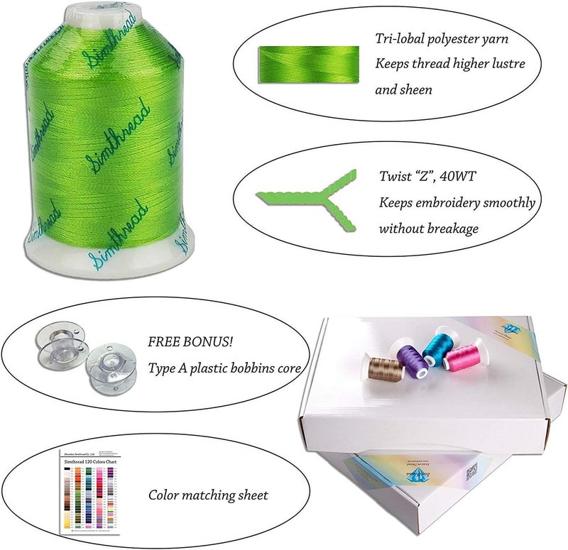 simthread 120 Madeira Colors Polyester Machine Embroidery Thread Kit 550Y(500M) Similar to Madeira and Robinson-Anton Colors 40 Weight for Home Embroidery Sewing Machines - Image 2