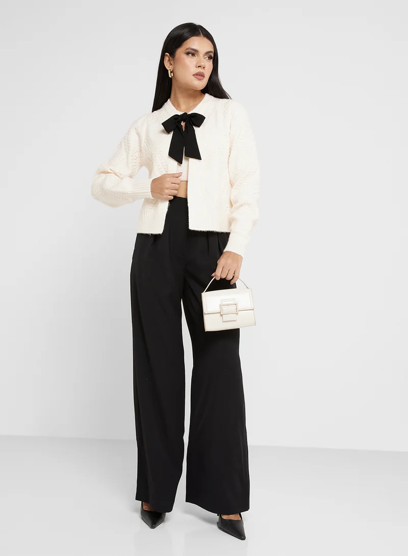 فرنش كونكشن Bow Detailed Cardigan