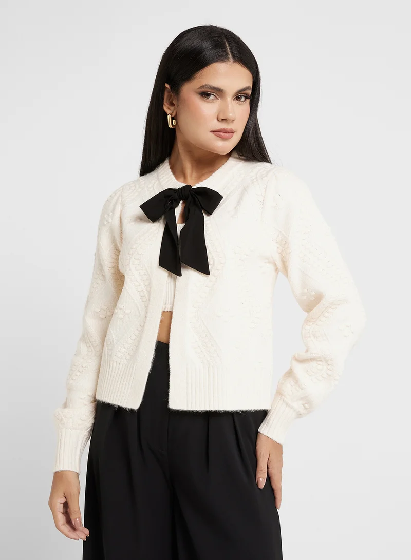 فرنش كونكشن Bow Detailed Cardigan
