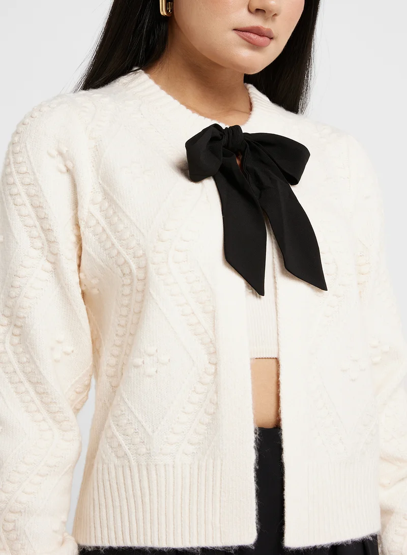 فرنش كونكشن Bow Detailed Cardigan