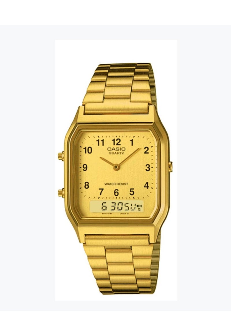 CASIO Men's Stainless Steel Analog & Digital Watch AQ-230GA-9BMQ - 39 mm - Gold - Image 1