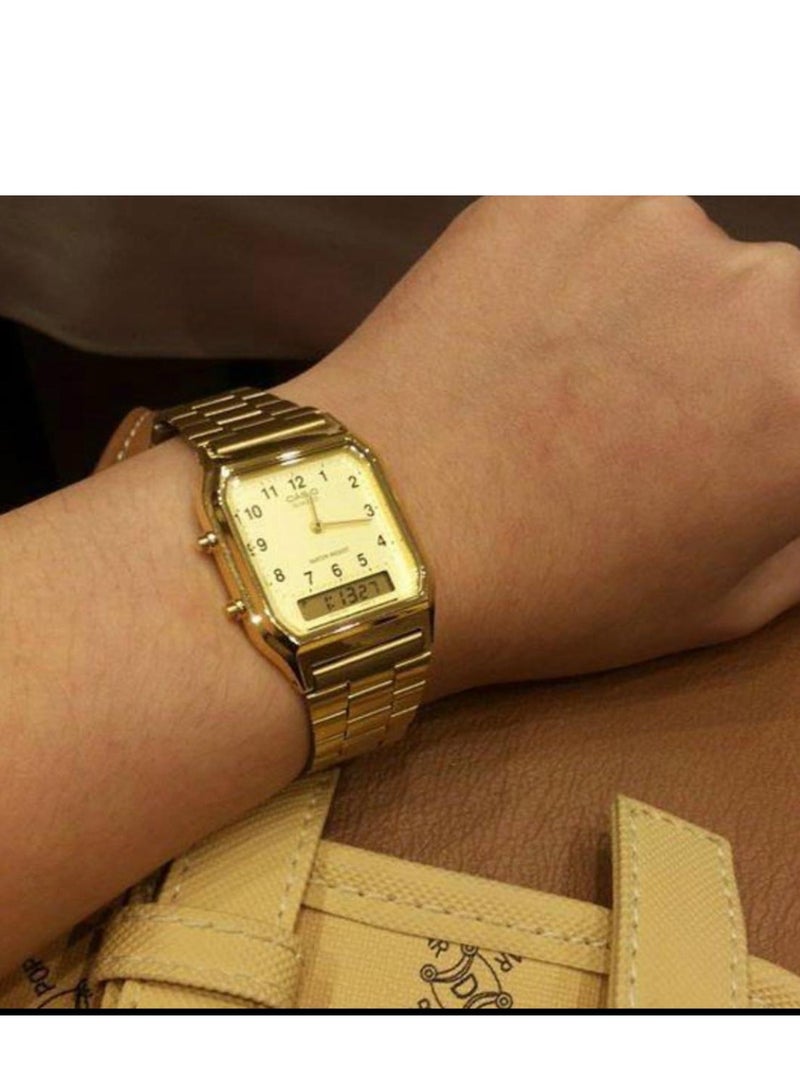 CASIO Men's Stainless Steel Analog & Digital Watch AQ-230GA-9BMQ - 39 mm - Gold - Image 3