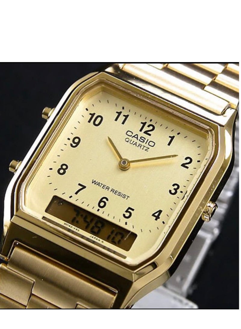 CASIO Men's Stainless Steel Analog & Digital Watch AQ-230GA-9BMQ - 39 mm - Gold - Image 2