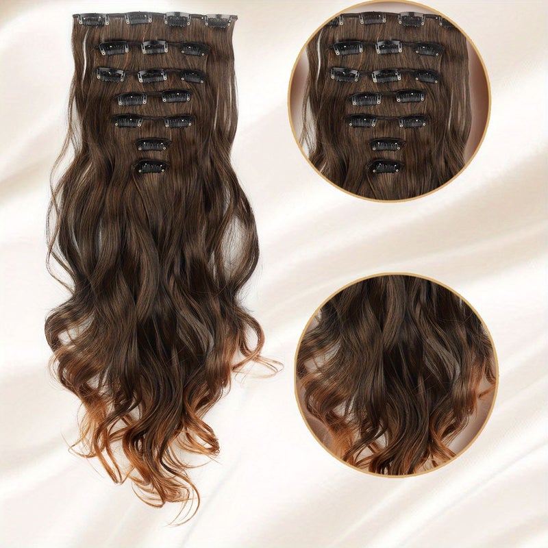 24 Inch Long Curly Hair Extension Wefts Heat Resistant Synthetic Volume - Image 5