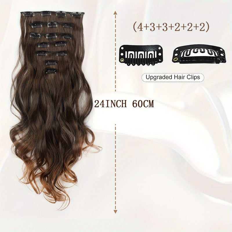 24 Inch Long Curly Hair Extension Wefts Heat Resistant Synthetic Volume - Image 4