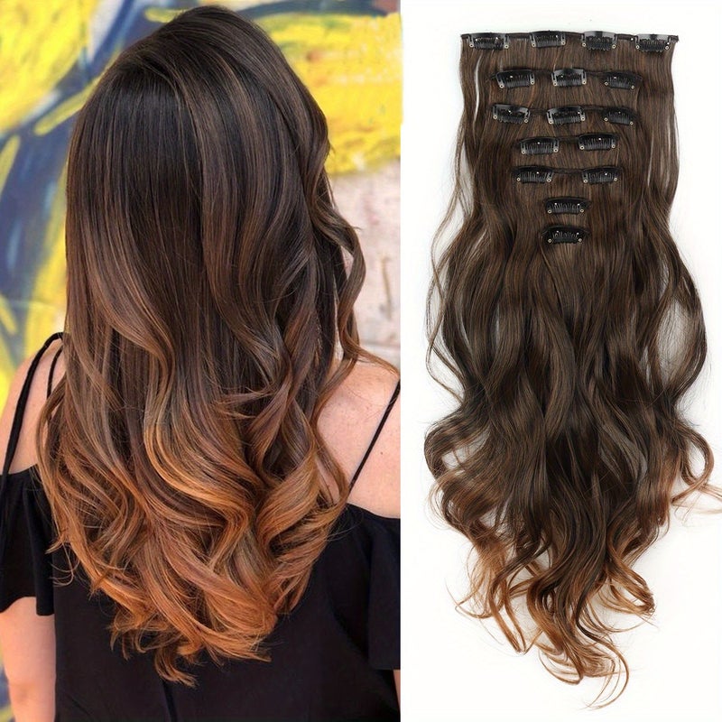 24 Inch Long Curly Hair Extension Wefts Heat Resistant Synthetic Volume - Image 2