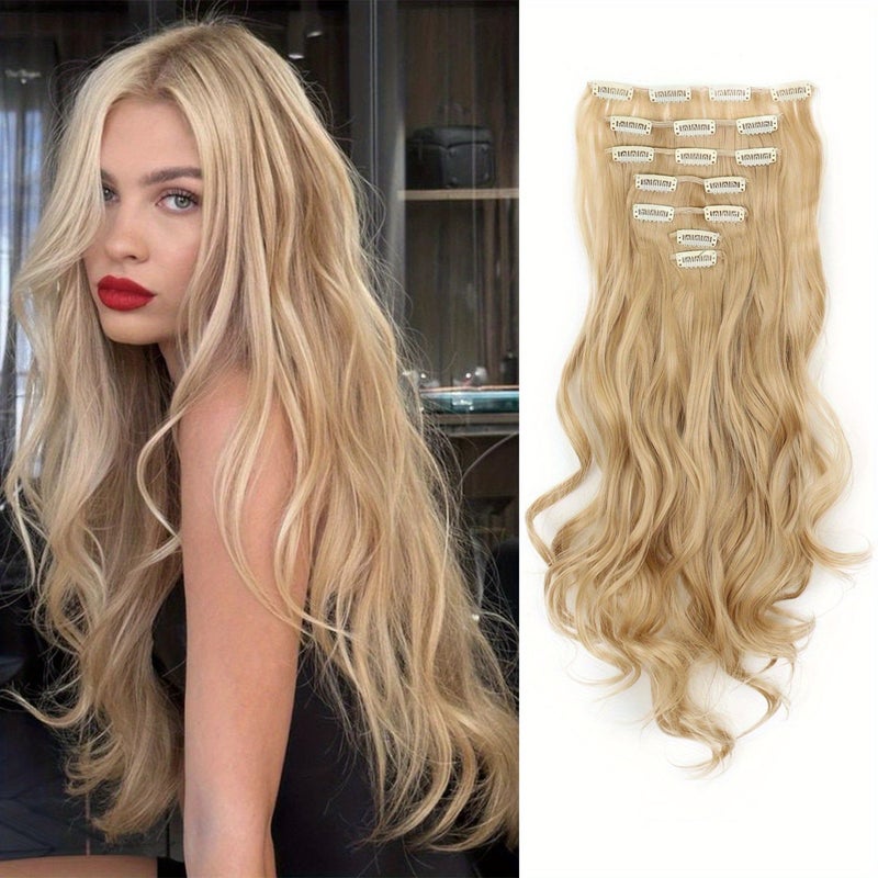 24 Inch Long Curly Hair Extension Wefts Heat Resistant Synthetic Volume - Image 3