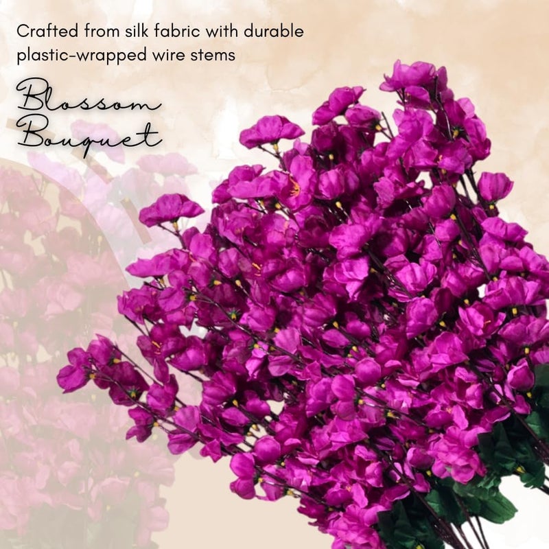 Sheux Artificial Flowers Cherry Blossom (Purple) Realistic Silk Flowers for Home Decor, Wedding, & Office, Artificial Plant for Decoration (1 Piece) - Image 2