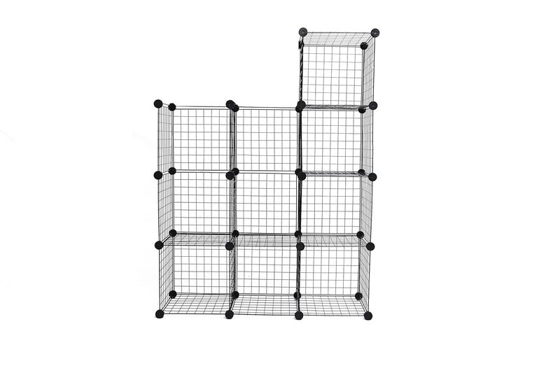 REYNISH Self Assembling Metal Wire Cube Storage Shelf Organizer Shelves Indian Made for Home Office Stackable Modular Shelving and Closet Cabinet Rack with Hammer 10 Cube - Image 1