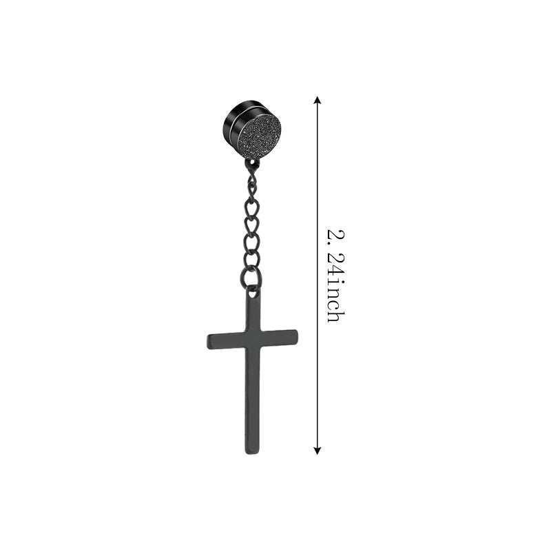 NEWITIN 4 Pairs Stainless Steel Magnetic Earrings for Men Clip on Earring Magnetic Stud Earring Unisex Non Piercing CZ Magnet Studs Diamond Cross Earrings for Women Men - Image 2