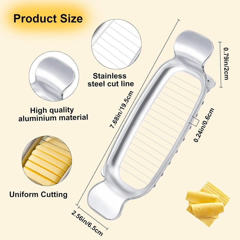 smrtcol Butter Slicer Cutter & Cheese Cutter–Multi-Use Kitchen Tool for Evenly Slicing Butter Blocks, Cheeses, Eggs & Soft Fruits–Non-Stick，Compact & Portable for Home, BBQ, Camping（1 PACK) - Image 2